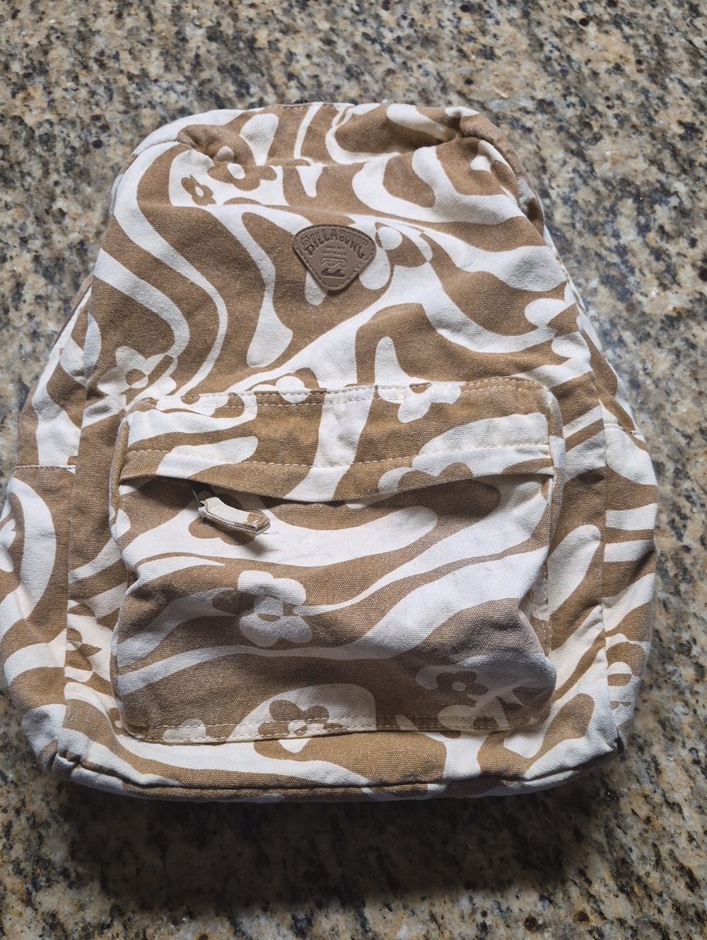 Billabong Tan & White Floral Wave Canvas Backpack